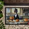 Edge Collections - 18" x 27" - Multicolor - Basenji Fall Kitchen Pumpkins Doormat Indoor Outdoor Rug Non-Slip Washable - 1 Piece